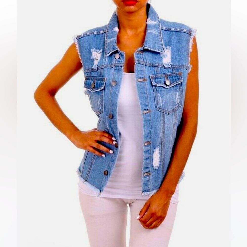GY Distressed Denim Vest